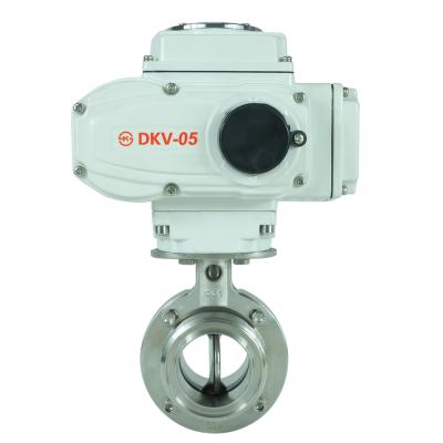 China DKV DN15 1/2 Inch Thread SMS Thread 304 Stainless Steel 316 12V DC 220V General Electric AC Actuator Sanitary Butterfly Valve For Food for sale