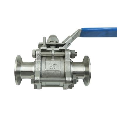 China General Sanitary 304 316L cf8m straight flange pull stainless steel tri handle manual 3 pcs ball valve for sale