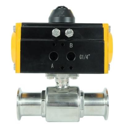 China General DKV Grade Double Spring Tri Flange Sanitary Straight Acting Return Straight Way Pneumatic Ball Valve For Kitchen for sale