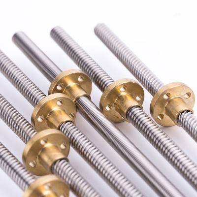 China Hotels 3D Printer CNC T8*1 T8*2 T8*4 T8*8 T8*10 T8*12 T8*14 8mm Trapezoidal Lead Screw 1000mm With Brass Nut for sale