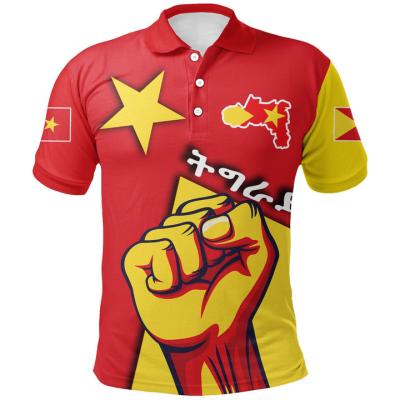 China QUICK DRY Tigray Revolt Printed Plus Size Polo T-shirt Custom Logo Best Sale Short Sleeve Men Sport Polo Shirt Shirt Cheap Bulk Polo for sale