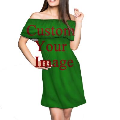 China Newest anti static wholesale ladies fashion dresses summer one shoulder short beach dress for women custom label design plus size dress for sale