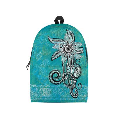 China Hot Sale Anti-theft Washable Canvas Backpack For Women Polynesian Floral Backpack For Women Casual Portable Laptop Large Backpack for sale