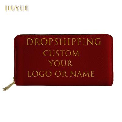 China Fashionable Custom Sublimation Logo Ladies Wallet Long Wallet Dropshipping PU Leather Luxury Wallet PU Purses For Women for sale