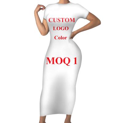 China Wholesale Custom Made Anti-Static Ladies Casual Dresses Fashion Short Sleeve Summer Long Dress For Women New Style Plus Size Dress for sale