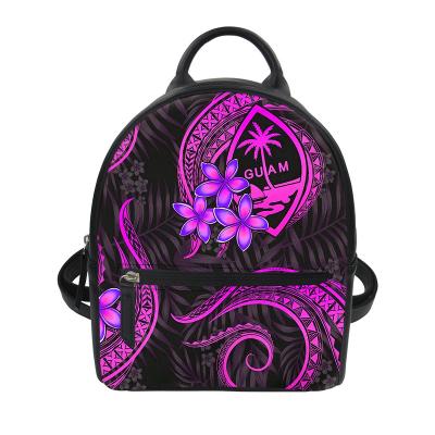 China Hot Anti-theft Guam PU Leather Backpack For Wholesale Custom Simple Polynesian Tribal Laptop Backpack Women Printing Bags New for sale