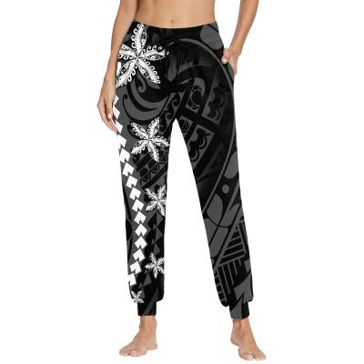 China New Breathable Stylish Polynesian Tribal Design Loose Lounge Pants Prices Cheap Jogging Pants For Women Fitness Sports Oversized Trousers for sale