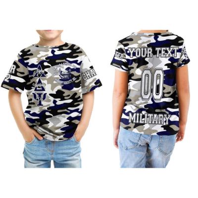 China Wholesale Custom Made Alpha Lambda Psi Fraternity Camo Sleeve Logo Kids T-shirt Boys T-shirts High Quality Polyester Short Casual T-shirt for sale