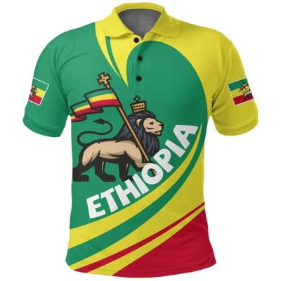 China Flag Ethiopia Lattar Polo Shirts Polo Shirt With Logo Sleeve Shorts Polo Shirt Plus Size Men Custom Made Promotional QUICK DRY Polyester for sale