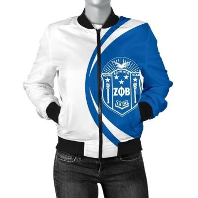 China Zeta Phi Beta Big Logo Plus Size Long Sleeve Bomber Jacket Autumn QUICK DRY Luxury Custom Made Jackets For Women Casual Bomber Jacket for sale