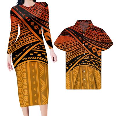 China New Couples Men Anti-Static Shirt Dress Women Casual Skirts Polynesian Tribal Print Customized Dress Luxury For Ladies Dress Eleganr for sale