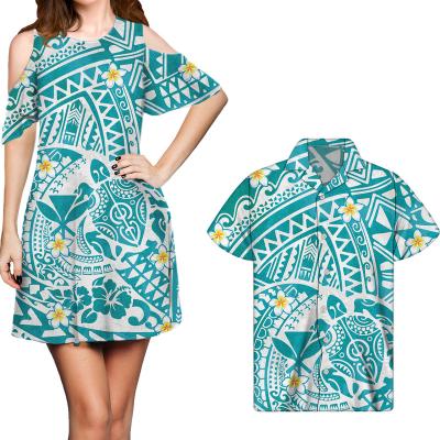 China New Arrival Breathable Classic Couple Dress Logo Beautiful Floral Casual Dresses Custom Made Polynesian Women's Summer Clothing for sale