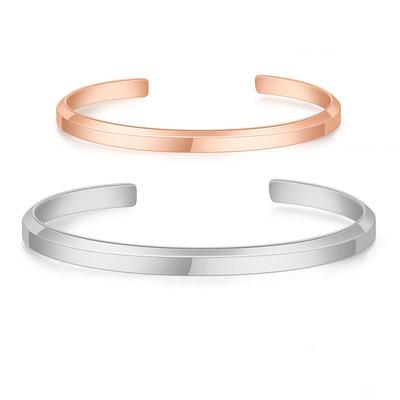 China FASHIONABLE Open C Shaped Couples Lover Bracelet Chunky Stainless Steel Cuff Bangle Custom Made For Women Men for sale