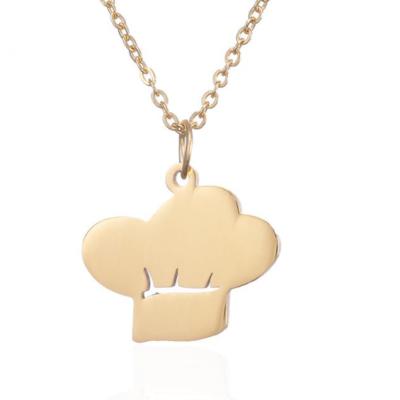 China Trendy Pendant Fashion Stainless Steel Unique Hat Chef Pendant Necklace Jewelry for sale