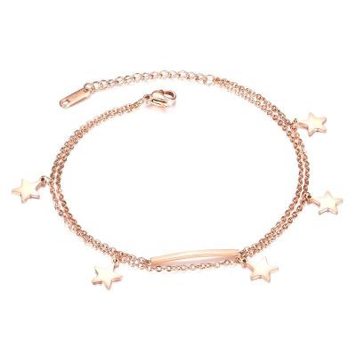 China Wholesale Trendy Trendy Jewelry Ankle Chain Stainless Steel Star Chain Bracelet Gold Plated Rose Gold Anklet Jewelry for sale