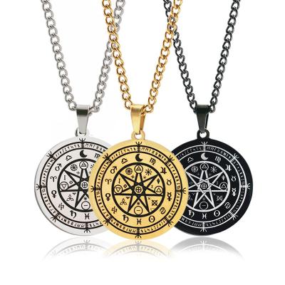 China Vintage Wiccan Necklace Witchcraft 12 Zodiac Moon Timetable Wiccan Jewelry Amulet Necklace Gift for sale