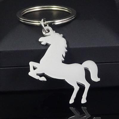 China Fashionable White Horse Key Chain Stainless Steel Best Quality Pendant Personalized Name Gift Keychain for sale