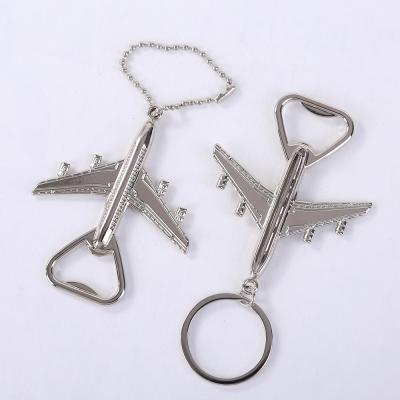 China Viable Silver Aircraft Shape Beer Bottle Opener Air Bottle Opener Key Chain for sale