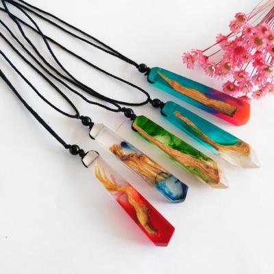 China New Trendy Fashion Hand Wooden Resin Necklace Pendant For Men And Women Jewelry Applicable Wholesale for sale