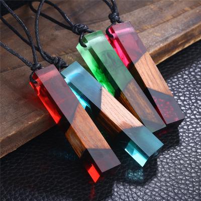 China 100% Resin Statement Fashion Handmade Wooden Necklaces For Women Long Wooden Necklace Male Jewelry for sale