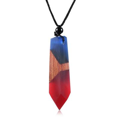 China Fashionable Vintage Resin Necklace Man Woman Jewelry Trendy Wood Pendant for sale