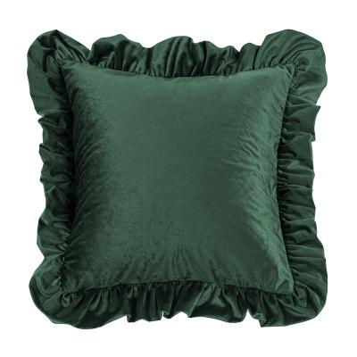 China 2021 Sustainable Ruffled Cushion Cover Velvet Crumple Luxury Home Decorative Soft Luxurious Solid for sale