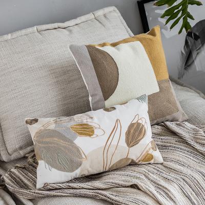 China Folded Sofa Mustard Cushion Cover Stitch Embroidery Pillow Cover Wholesale Manufacturers for sale