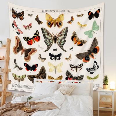 China Boho Simple Vintage Hot Sale Butterfly Tapestry Wall Hanging Flower Tapestries Spiritual Custom for sale