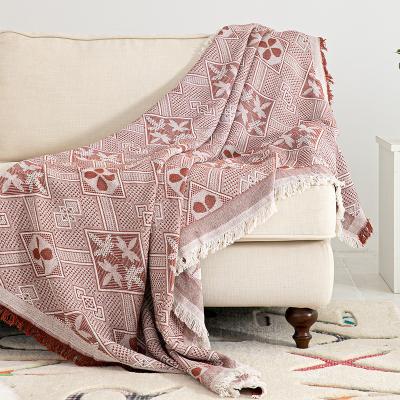 China Portable Home Wall Decorative Hand - Woven Polyester Throw Blanket With Tassel Wrap Jacquard Elegant Sofa Cover Slipcover Beach Blankets for sale