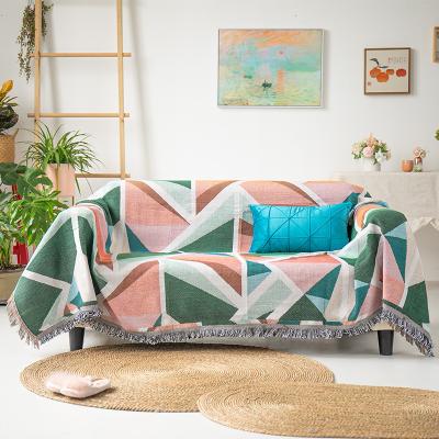 China Polyester Cotton Wearable Nordic Woven Blankets Decorated Leaves Warm Tropical Rainbow Ins Jacquard Decor Wall Hanging Home Tapestry for sale