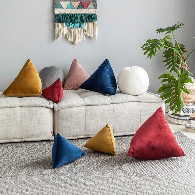 China Portable Kids Funny Triangle Velvet Cushions Bed Sofa Couch Home Decor Dreieckig Samtkissen Kissen Kopfkissen Waist Pillow Cojines for sale