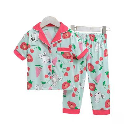 China Kid Boutique Breathable Pajamas Set Cotton Korean Fashion Two Piece Nightgowns for sale