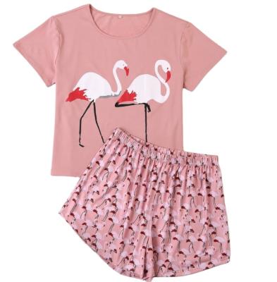 China QUICK DRY Women's Flamingos Plus Size Pink Cami Top And Shorts Pajama Sets Casual Homewear for sale