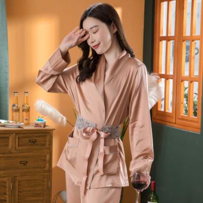 China QUICK DRY custom made 100% satin sleep wear pure silk pajamas set women silk pajamas for sale