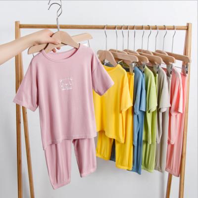 China 2021 Summer QUICK DRY children's short sleeve pants suit baby air conditioning suit home suit modal boys and girls for sale