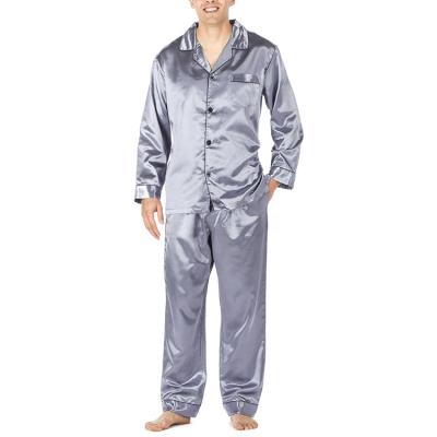 China QUICK DRY Mens Satin Pajama Longsleeve Tops And Pants Set Sleepwear for sale