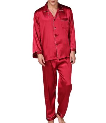 China High Quality Homewear QUICK DRY Solid Color Mens Pajamas Satin Sleepwear Set for sale