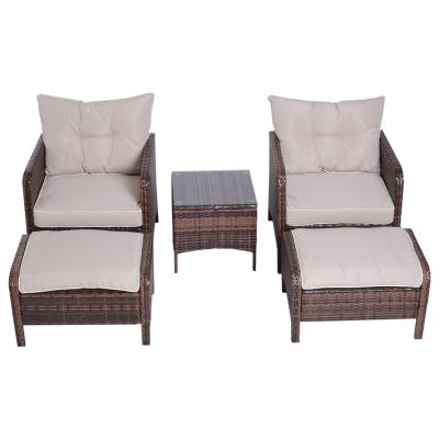 China Bsonway Modern 5 Piece Outdoor Rattan Wicker Patio Conversation Set for sale