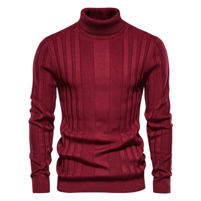 China Anti-Wrinkle Sweater High Quality Solid Color Turtle Neck Fashionable Custom Knitted Sweater For Men for sale