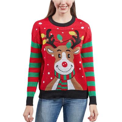 China New Design Anti-Wrinkle Ugly Sweater Women's Themed Christmas Reindeer Holiday Sweater Girl Themed Knitted Pullover for sale