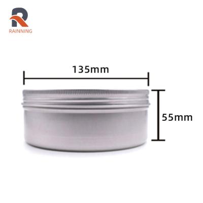 China Cosmetic 650 Ml Cosmetic Aluminum Jar With Silver Lid Small Round Shape Cosmetic Packaging Tins for sale