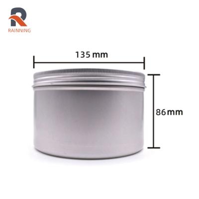 China Cosmetic 1000 Ml Cosmetic Aluminum Jar With Silver Lid Small Round Shape Cosmetic Packaging Tins for sale