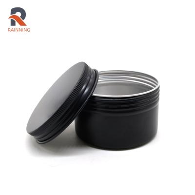 China 120ml Aluminum Metal Box Cosmetic Container Black Empty Matte Aluminum Tobacco Jar Container With Screw Lid Packaging for sale