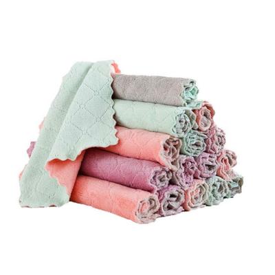 China Double Cloth QUICK DRY Microfiber Towel Dish Kitchen Towel Absorbent Side Dish Towel for sale