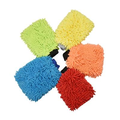 China Car Microfiber House Cleaning And Car Wash Gloves Double Sided Chenille Microfiber Washing Glove With Fiber And Scratch Free for sale