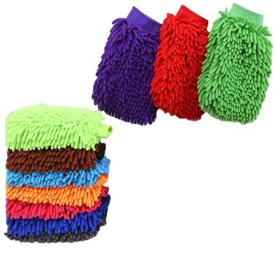 China Car Wash Cleaning Soft Thicken Chenille Microfiber Wash Mitt Scratch Free Microfiber Glove Ultra Absorbent Glove For Cars for sale