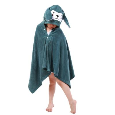 China Child Safe Cartoon Baby Bathrobe Cotton Baby Spa Towel Kids Hooded Animal Beach Towel for sale