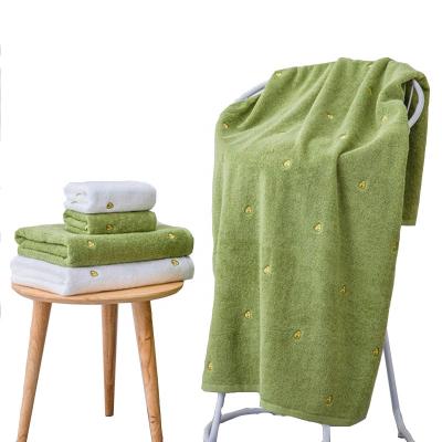 China Bath Child Safe Avocado Embroidered White Green Cotton Thick Face Towels Set Home Bathroom Toalla Toalha De Banho Kids Adults for sale