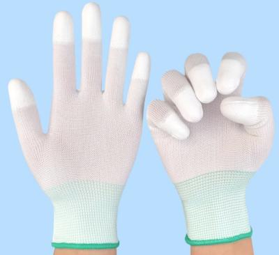 China PU Coated Finger Nylon gloves, Wear-resistant, Labor protection, Anti-slip,  Anti-static Coating with Glue for sale