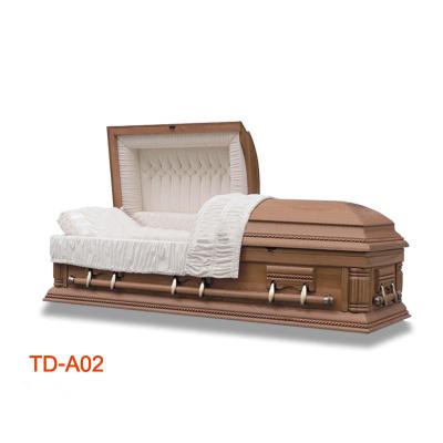 China TD-A02 Style American Solid Oak Luxury Caskets Made in China for sale